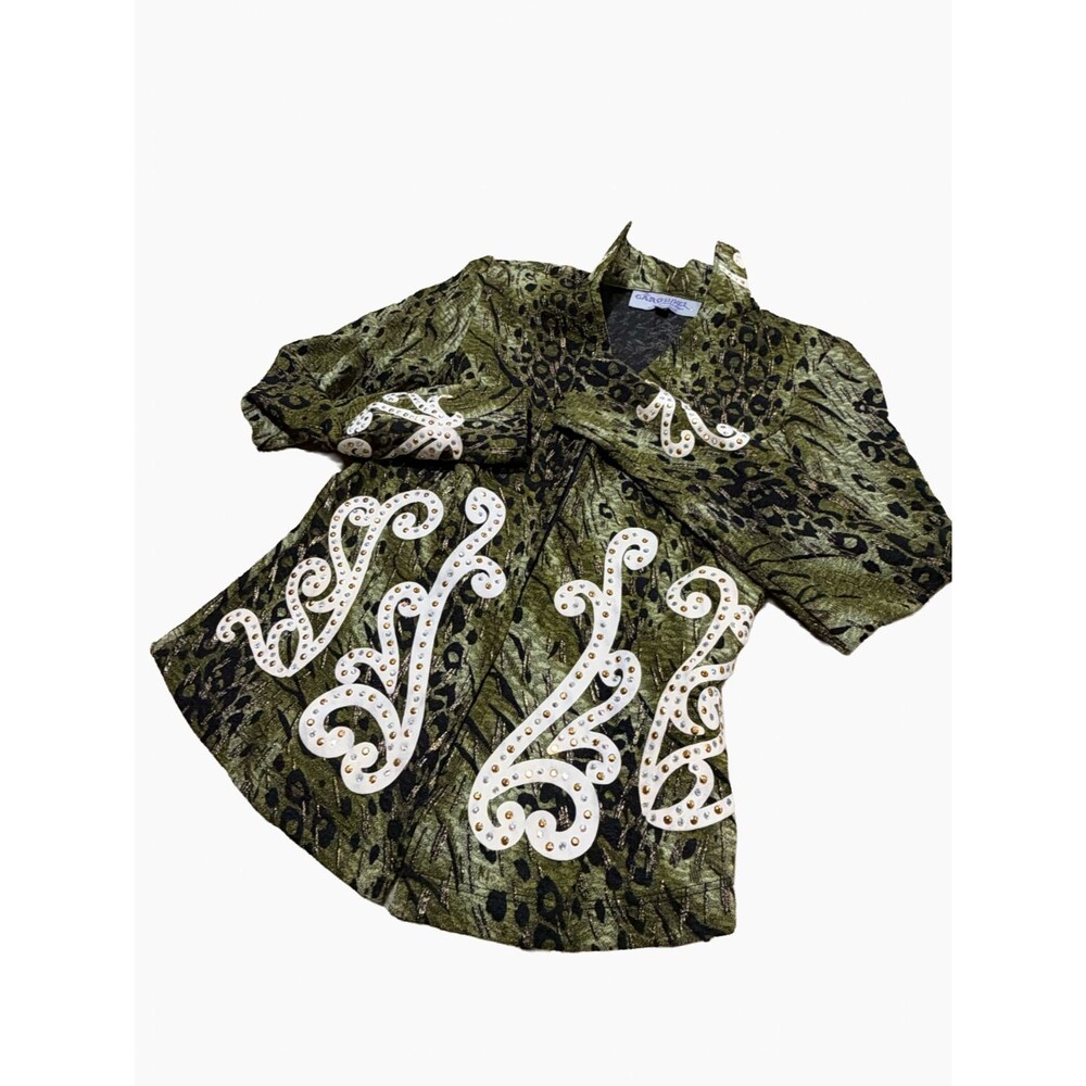 Vintage Hobby Horse Carousel Collection Western Show Jacket Green Ultrasuede